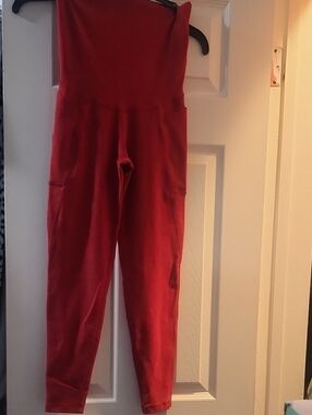 Beyond the Bump Red High-Waist Maternity Leggings